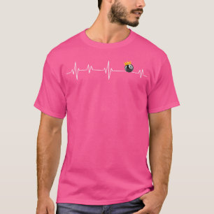 Billiards Heartbeat Line Pool Player Funny Billiar T-Shirt