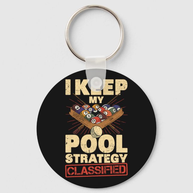 Billiards I Keep My Pool Strategy Clified Retro 8  Key Ring (Front)