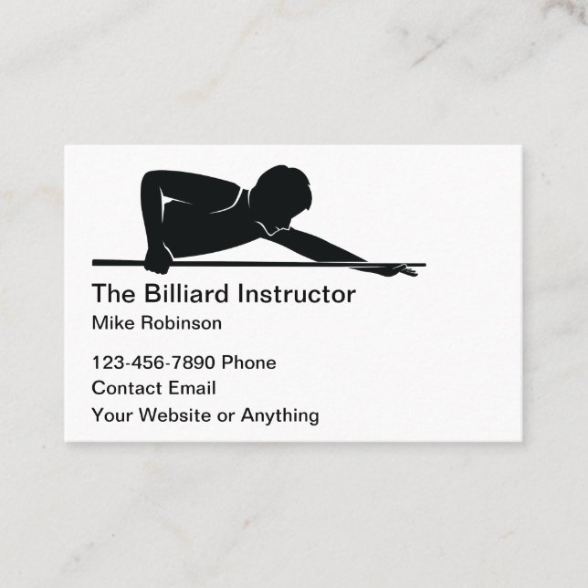 Billiards Instructor Lessons Simple Business Cards (Front)