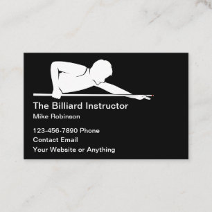 Billiards Instructor Lessons Simple Business Cards