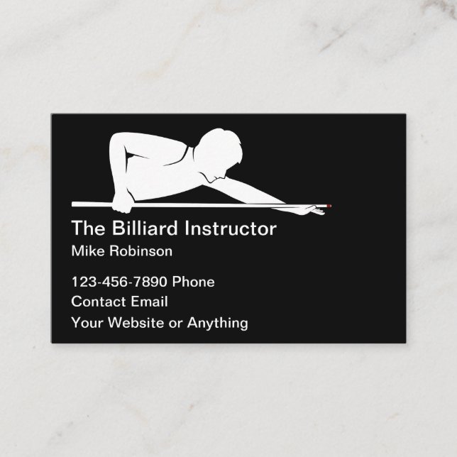 Billiards Instructor Lessons Simple Business Cards (Front)