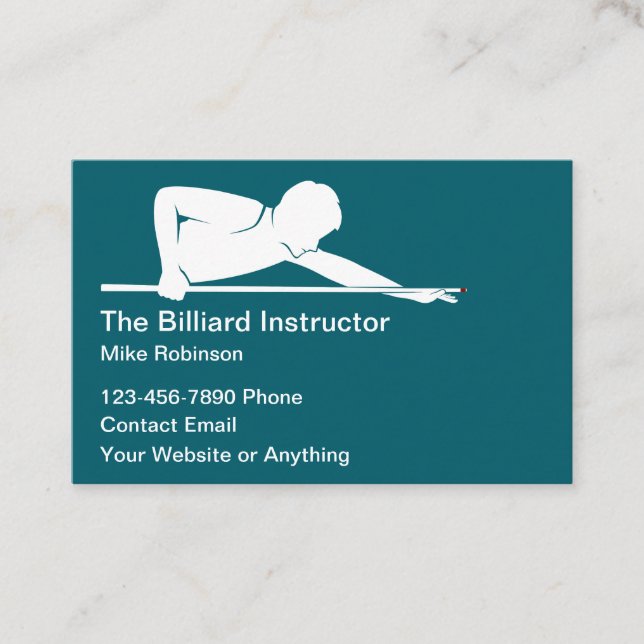Billiards Instructor Lessons Simple Business Cards (Front)