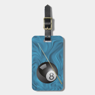 Billiards - Large ball with Brown Cue Stick Luggage Tag