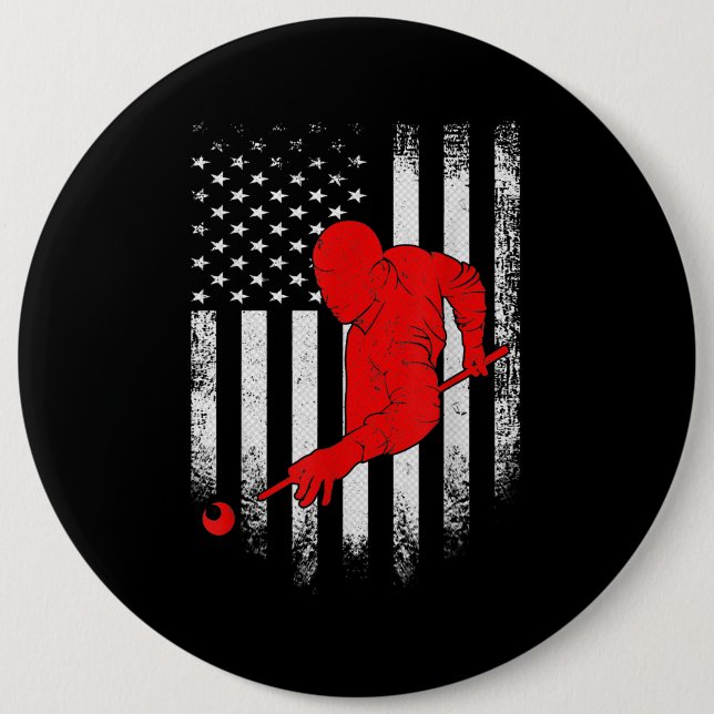 Billiards Lover | American Flag Billiards Gift 6 Cm Round Badge (Front)
