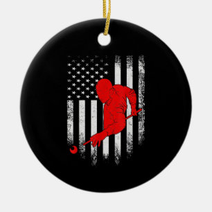 Billiards Lover   American Flag Billiards Gift Ceramic Tree Decoration