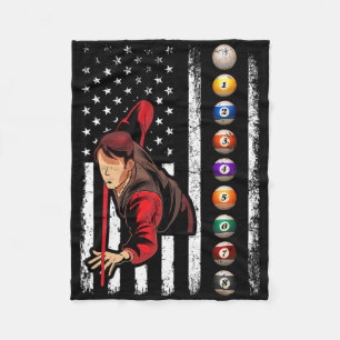 Billiards Lover Retro American Flag Billiards 4th Fleece Blanket