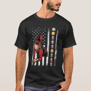 Billiards Lover Retro American Flag Billiards 4Th T-Shirt