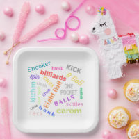 Billiards paper plate