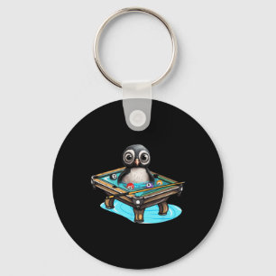 Billiards Penguin Hustler Pool Snooker Playing Poo Key Ring