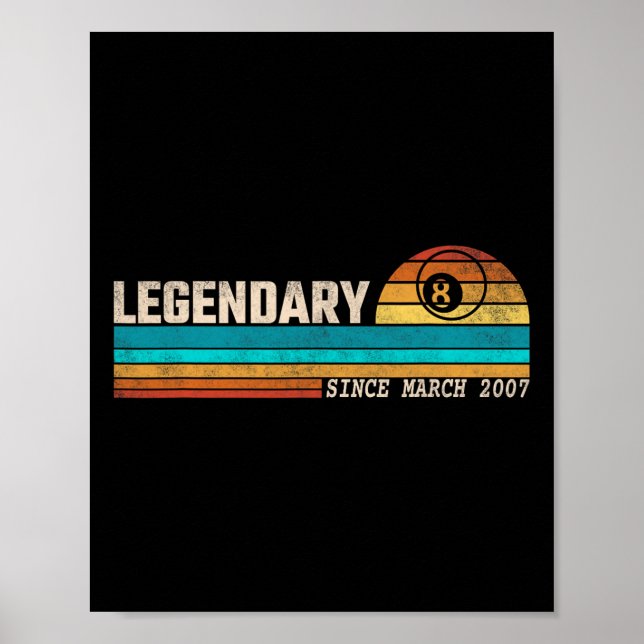 Billiards Player Legend Since March 2007 Birthday  Poster (Front)