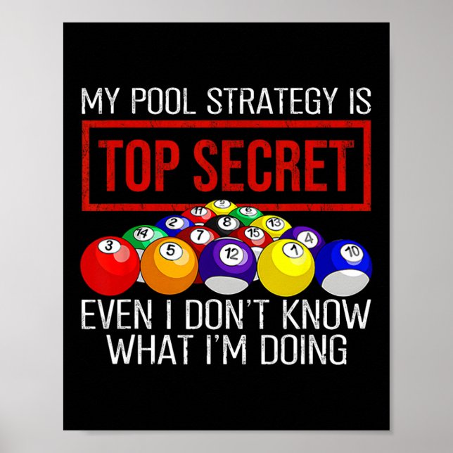 Billiards Player My Pool Strategy Is Top Secret  Poster (Front)