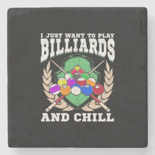 Billiards Player Play Billiards And Chill Stone Coaster