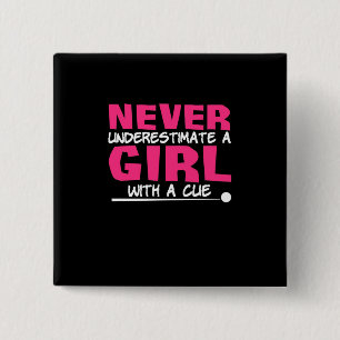 Billiards Player Pool Billiards Girl With A Cue 15 Cm Square Badge