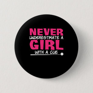 Billiards Player   Pool Billiards Girl With A Cue 6 Cm Round Badge