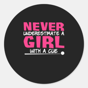 Billiards Player Pool Billiards Girl With A Cue Classic Round Sticker