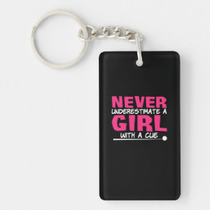 Billiards Player Pool Billiards Girl With A Cue Key Ring