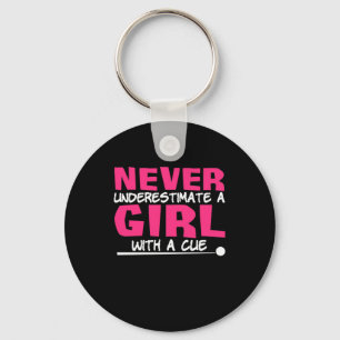 Billiards Player Pool Billiards Girl With A Cue Key Ring
