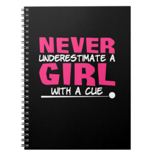 Billiards Player   Pool Billiards Girl With A Cue Notebook