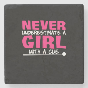 Billiards Player Pool Billiards Girl With A Cue Stone Coaster