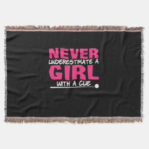Billiards Player Pool Billiards Girl With A Cue Throw Blanket