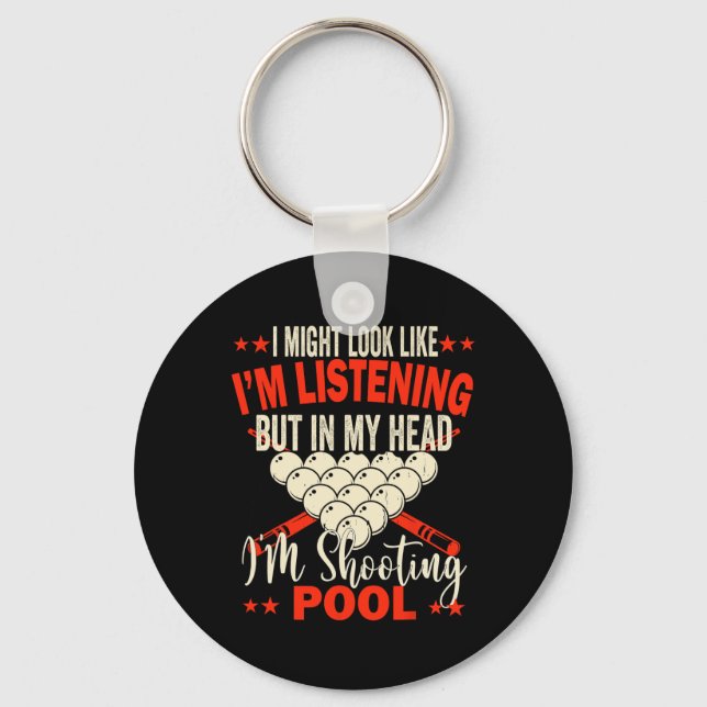 Billiards Player Pool Table Snooker Pyramid Billia Key Ring (Front)