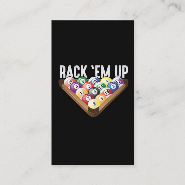 Billiards Player Rack em Up Eight Ball Pool Business Card (Front)