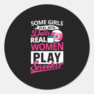 Billiards Player Real Women Play Snooker Classic Round Sticker