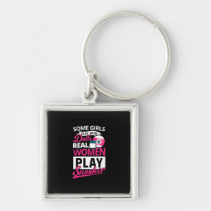 Billiards Player Real Women Play Snooker Key Ring