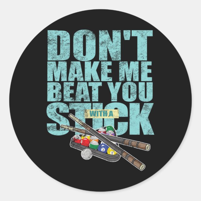 Billiards Player Shoot Pool Snooker Cue  Classic Round Sticker (Front)