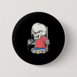 Billiards Player Skull Billiard Player 6 Cm Round Badge