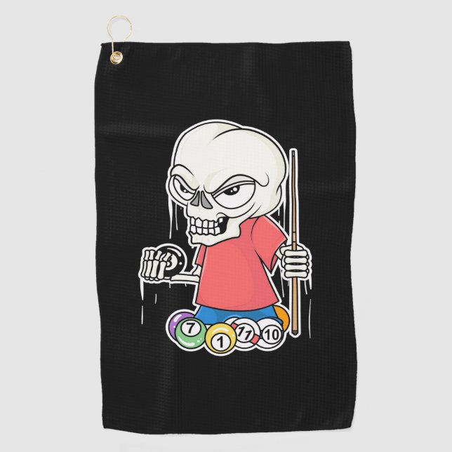 Billiards Player | Skull Billiard Player Golf Towel (Front)