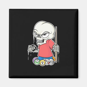 Billiards Player Skull Billiard Player Magnet