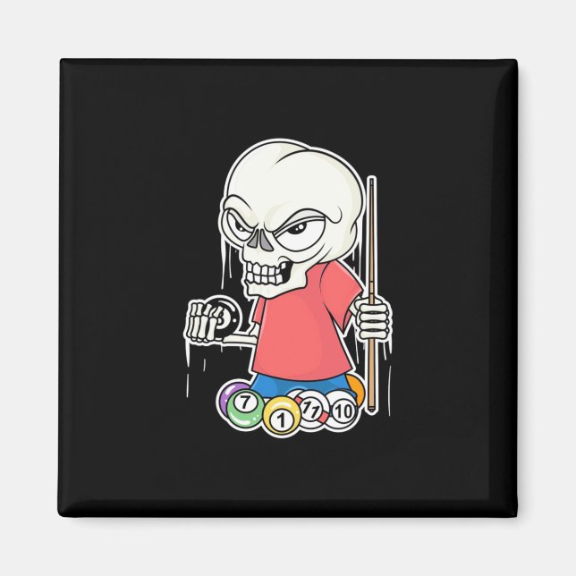 Billiards Player | Skull Billiard Player Magnet (Front)