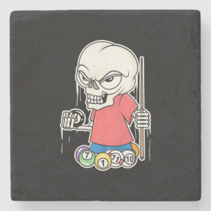 Billiards Player Skull Billiard Player Stone Coaster