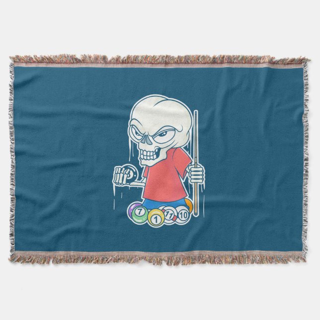 Billiards Player | Skull Billiard Player Throw Blanket (Front)