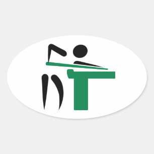 Billiards player symbol oval sticker