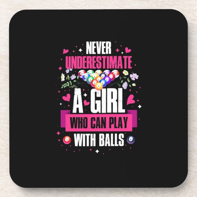 Billiards Player This Girl Can Play Pool Billiards Coaster (Front)