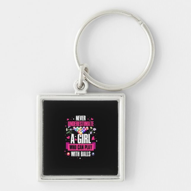 Billiards Player This Girl Can Play Pool Billiards Key Ring (Front)