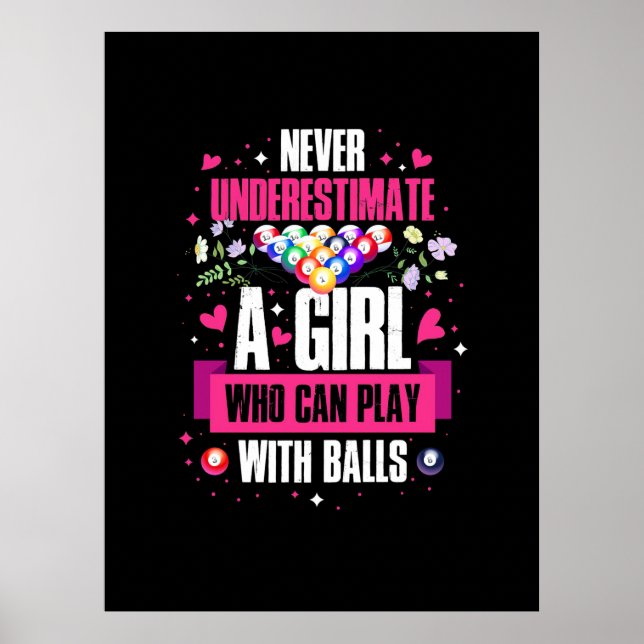 Billiards Player This Girl Can Play Pool Billiards Poster (Front)