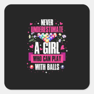 Billiards Player This Girl Can Play Pool Billiards Square Sticker