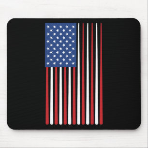 Billiards Player Usa American Flag Pool Sticks Cue Mouse Mat