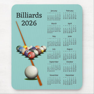 Billiards Pool 2026 Calendar Mousepad