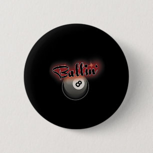 Billiards Pool 8 Ball S  6 Cm Round Badge