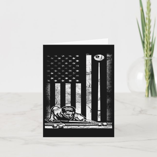 Billiards Pool American Us Flag July 4th  Card (Front)