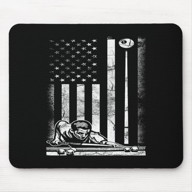 Billiards Pool American Us Flag July 4th  Mouse Mat (Front)