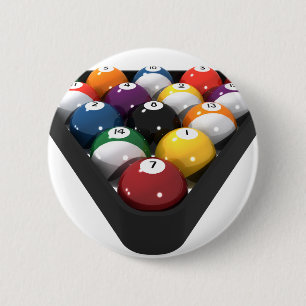 Billiards / Pool Balls Racked: 6 Cm Round Badge