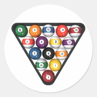 Billiards / Pool Balls Racked: Classic Round Sticker