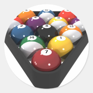 Billiards / Pool Balls Racked: Classic Round Sticker
