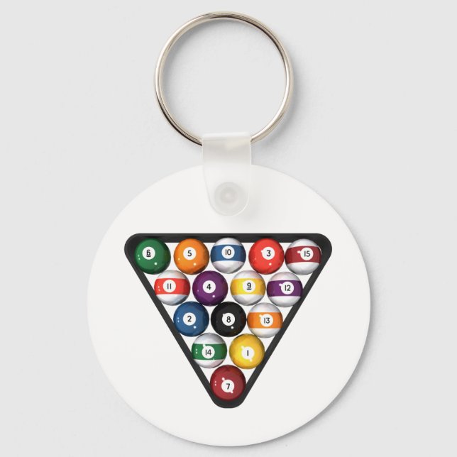 Billiards / Pool Balls Racked: Key Ring (Front)
