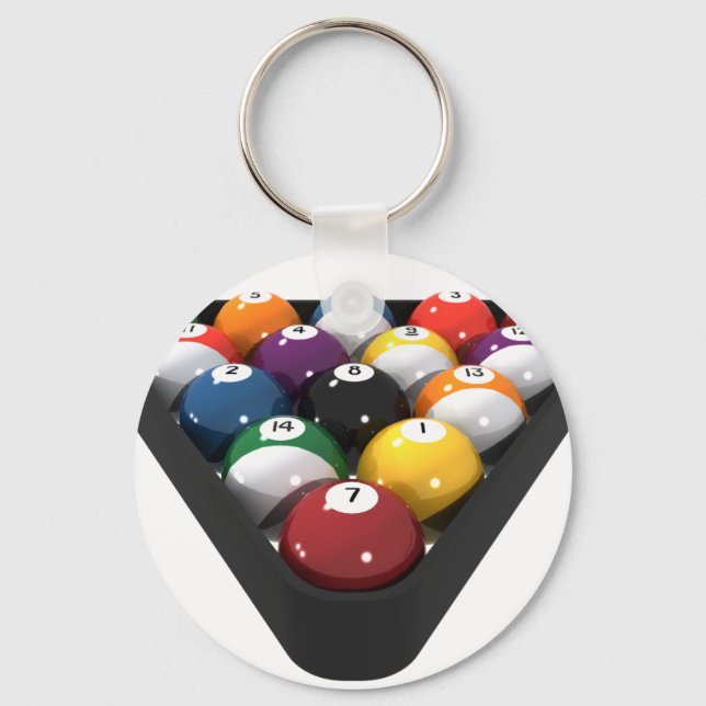 Billiards / Pool Balls Racked: Key Ring (Front)
